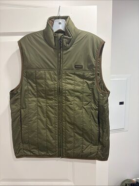 Filson Olive Green Quilted Zip‑Front Vest ultra light